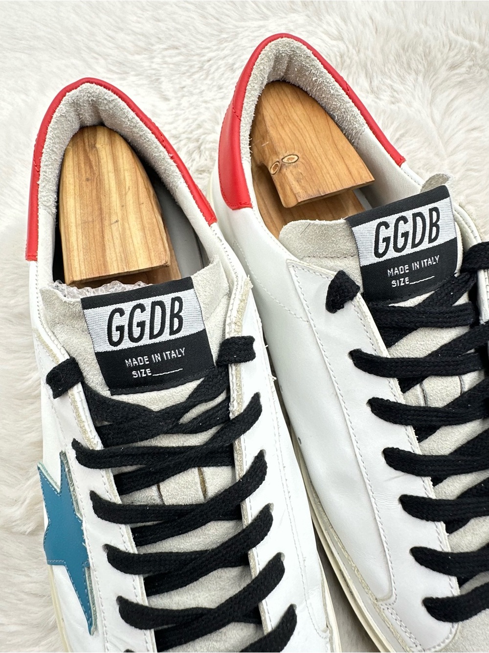 Golden Goose Hi Star White Blue Red Platform Sneaker Men’s size 44 US 11 - Picture 11 of 15